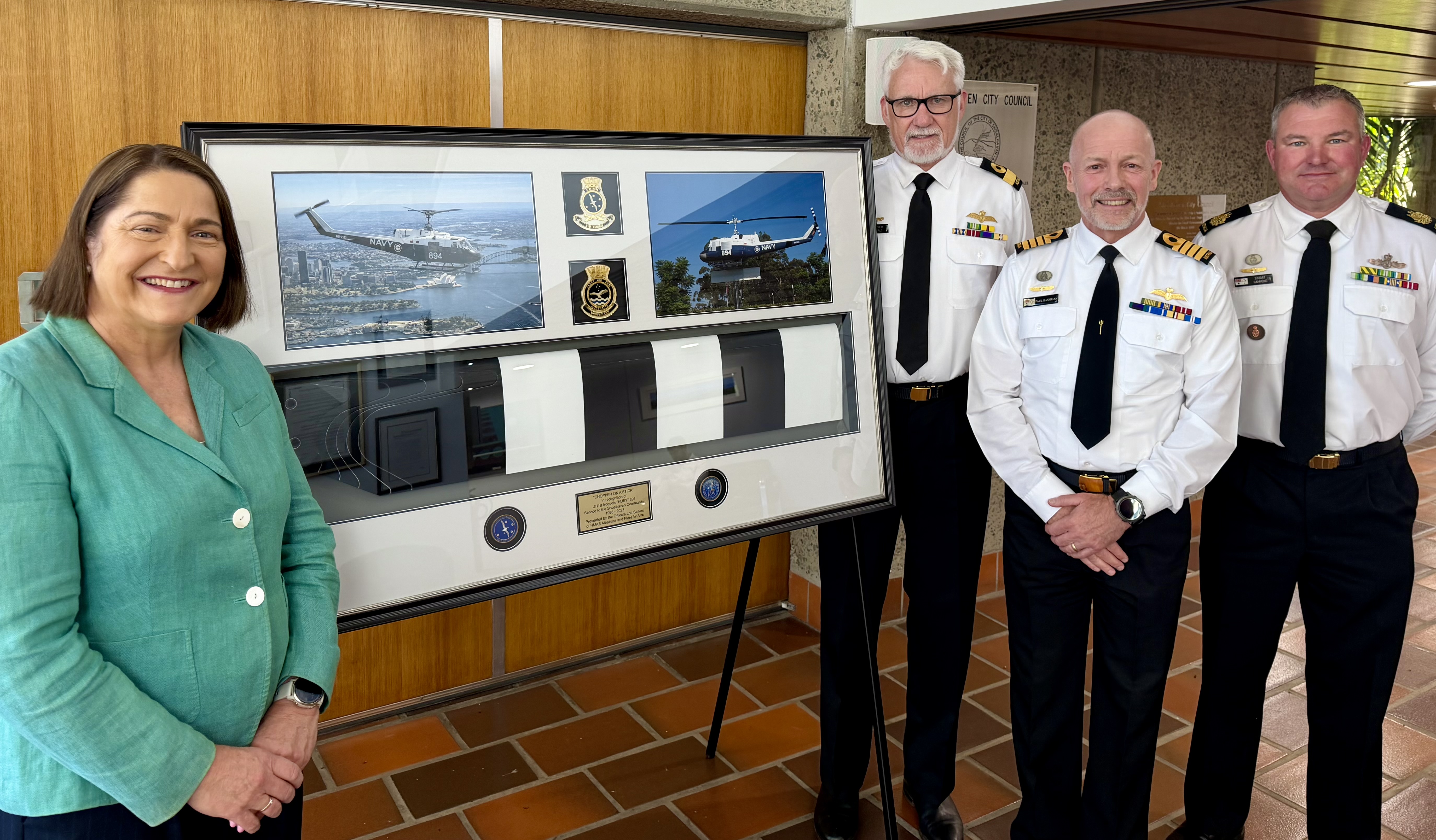 MEDIA RELEASE: Framed ‘Chopper on a Stick’ tail blade captures Nowra’s Naval history Main Image